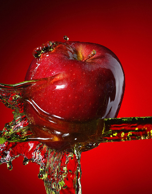 Fabric roller blind Red apple in the depths