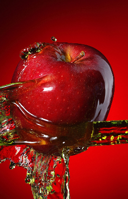 Fabric roller blind Red apple in the depths