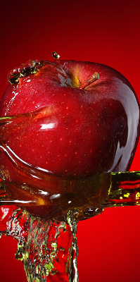 Fabric roller blind red apple in the depths design