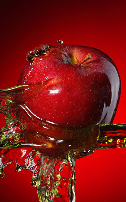 Fabric roller blind Red apple in the depths