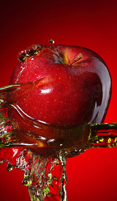 Fabric roller blind red apple in the depths design