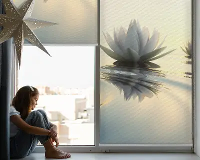 Fabric roller blind water lilies pattern