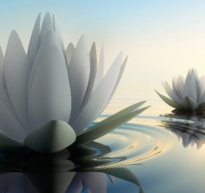 Fabric roller blind water lilies pattern