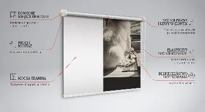 Fabric roller blind cats in the window pattern