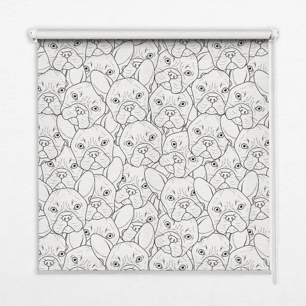 Roller blind for large window drawn dogs pattern
