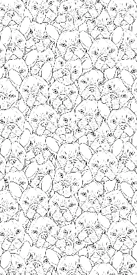 Roller blind for large window drawn dogs pattern