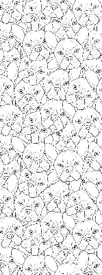 Roller blind for large window drawn dogs pattern