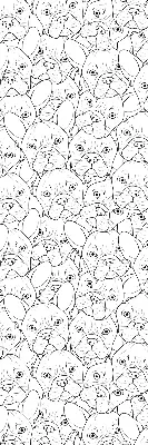 Roller blind for large window drawn dogs pattern