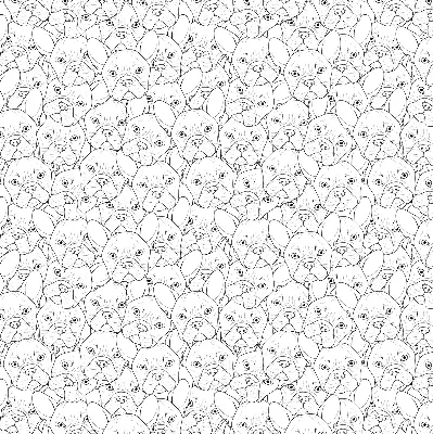 Roller blind for large window drawn dogs pattern