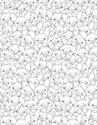 Roller blind for large window drawn dogs pattern