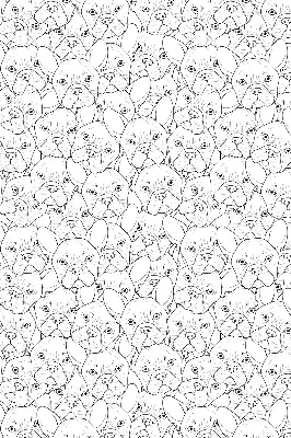 Roller blind for large window drawn dogs pattern