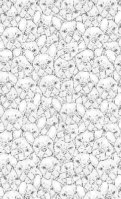 Roller blind for large window drawn dogs pattern