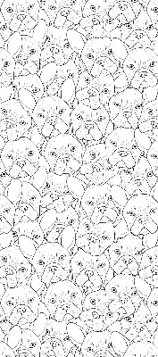 Roller blind for large window drawn dogs pattern