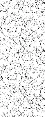 Roller blind for large window drawn dogs pattern