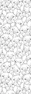 Roller blind for large window drawn dogs pattern