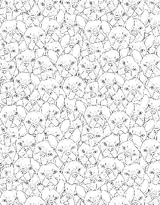 Roller blind for large window drawn dogs pattern