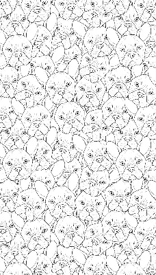 Roller blind for large window drawn dogs pattern