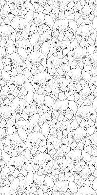 Roller blind for large window drawn dogs pattern
