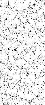 Roller blind for large window drawn dogs pattern