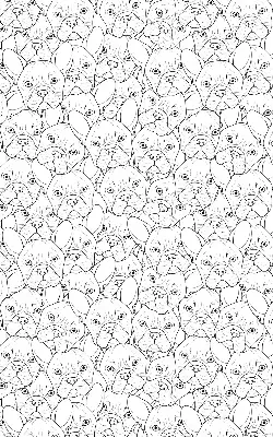 Roller blind for large window drawn dogs pattern