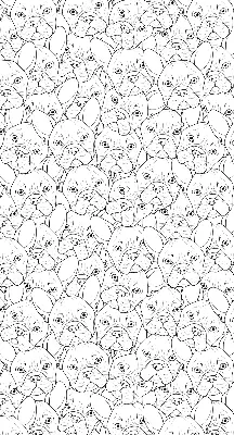 Roller blind for large window drawn dogs pattern