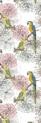 Fabric roller blind with a parrots on a branch print