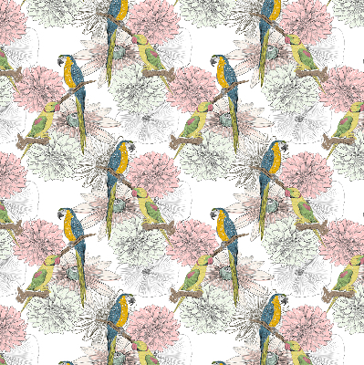 Fabric roller blind Parrots on a branch
