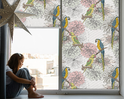Fabric roller blind Parrots on a branch