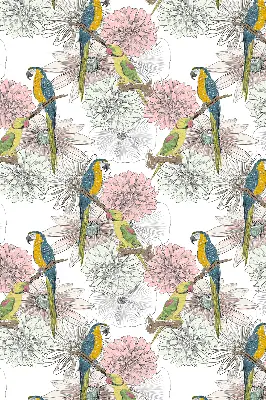Fabric roller blind with a parrots on a branch print