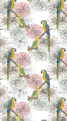 Fabric roller blind with a parrots on a branch print