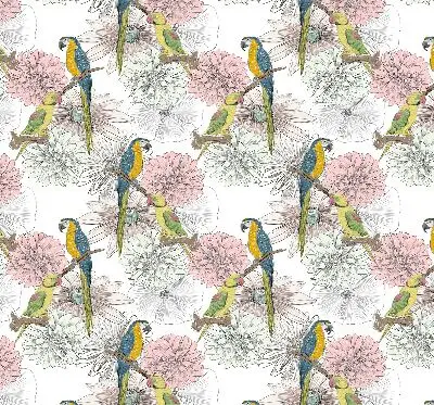 Fabric roller blind with a parrots on a branch print