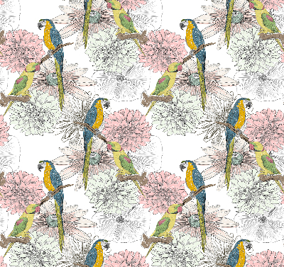 Fabric roller blind Parrots on a branch