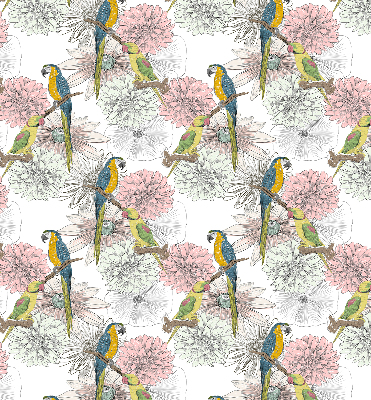 Fabric roller blind Parrots on a branch