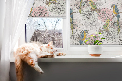 Fabric roller blind Parrots on a branch