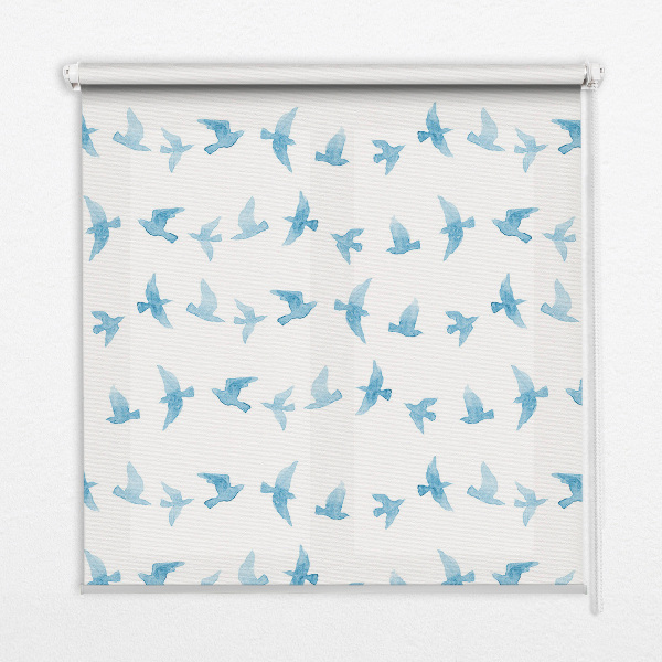 Modern roller blind Blue birds