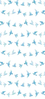 Modern roller blind with blue birds pattern