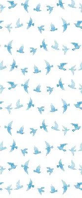 Modern roller blind with blue birds pattern