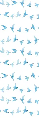 Modern roller blind with blue birds pattern
