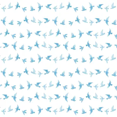 Modern roller blind with blue birds pattern