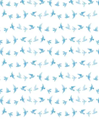 Modern roller blind with blue birds pattern