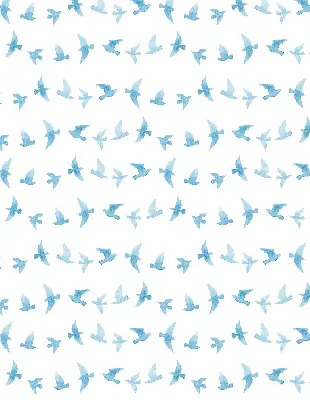 Modern roller blind with blue birds pattern