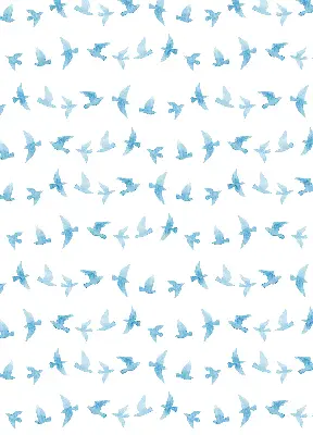 Modern roller blind with blue birds pattern