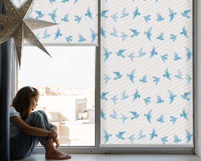 Modern roller blind Blue birds