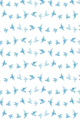 Modern roller blind with blue birds pattern