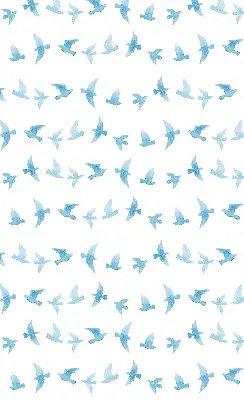 Modern roller blind with blue birds pattern