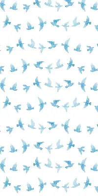 Modern roller blind with blue birds pattern