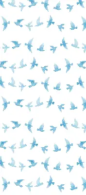 Modern roller blind with blue birds pattern