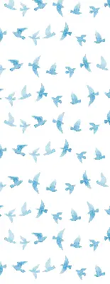 Modern roller blind with blue birds pattern