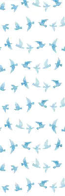 Modern roller blind with blue birds pattern
