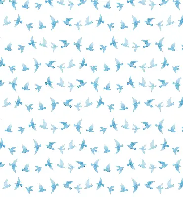 Modern roller blind with blue birds pattern